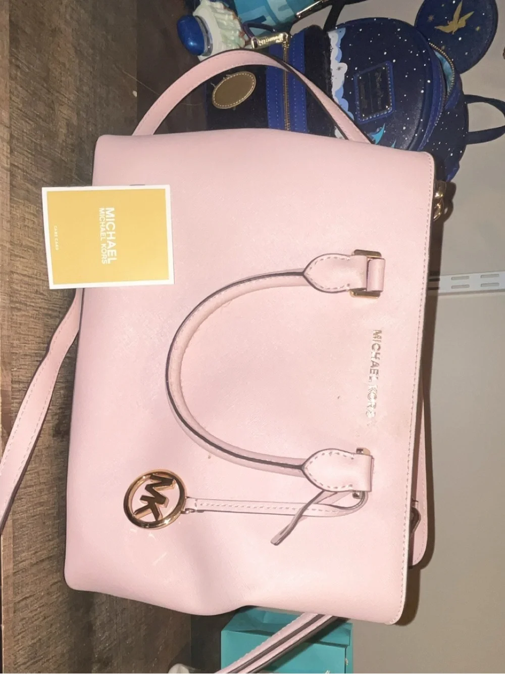 Michael Kors Pink Saffiano Satchel with Gold Hardware